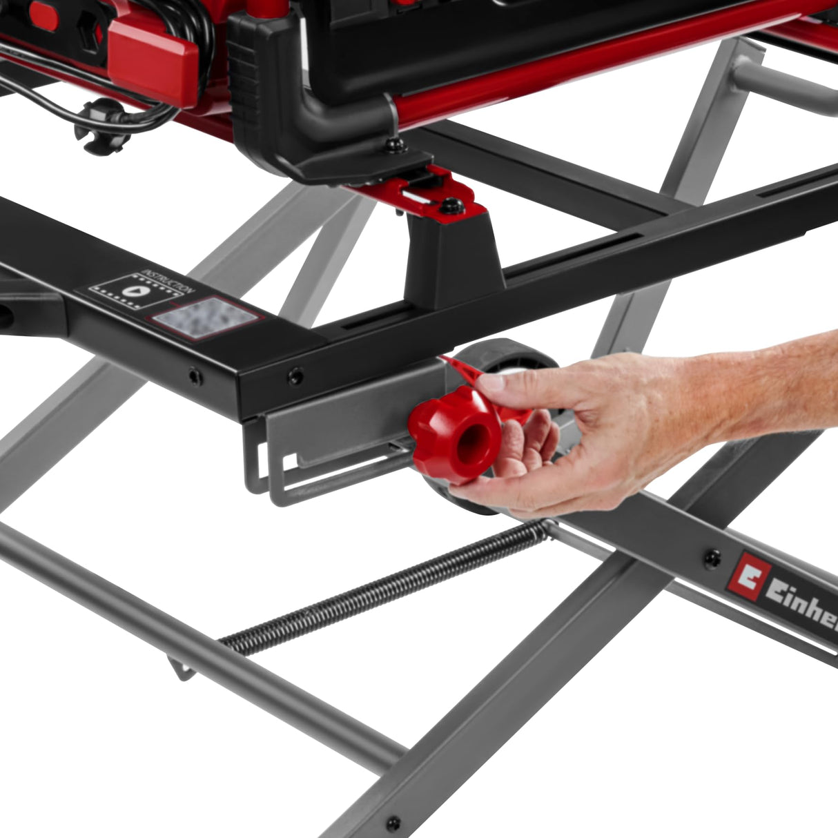 Original Einhell Bastidor inferior de sierra E-Stand TSS (bastidor inferior para sierras circulares de mesa, plegable, asa de transporte, ruedas, construcción de acero robusta, colocación estable)