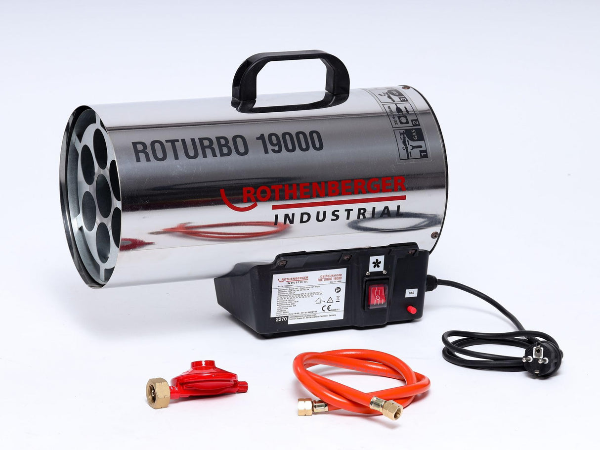 Rothenberger Industrial 1500000051 RoTurbo - Soplador con encendido piezoeléctrico, manguera y regulador, 18,2 kW, peso 5 kg