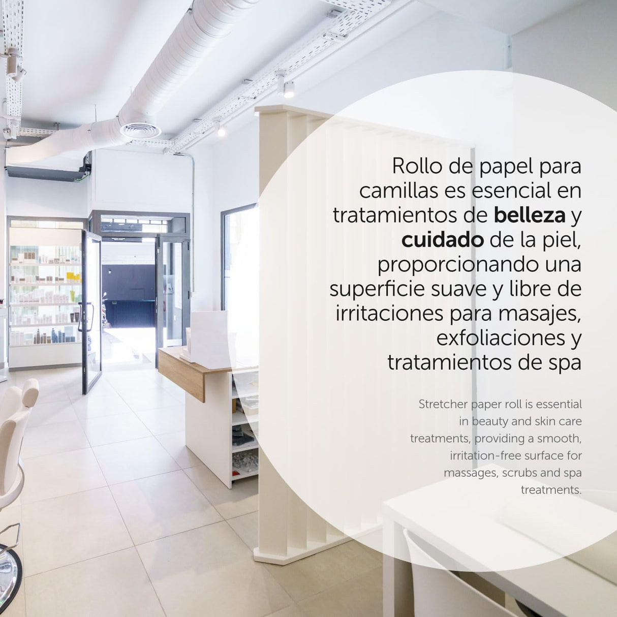Rollo para Camilla, Rollo Papel para Camilla de Procedimientos Médicos, Masaje, Tratamientos de Belleza y Spa, Papel para Camilla de Estética y Masaje (60cm x 70m laminado celulosa, 12 unds)
