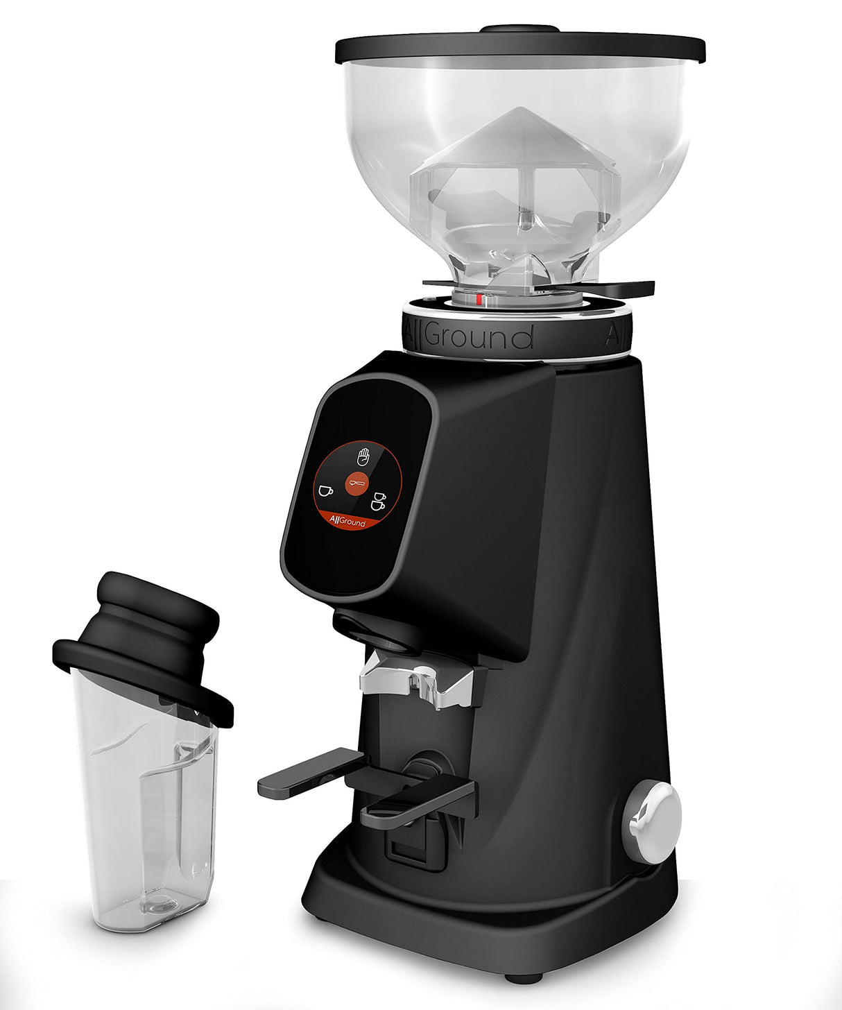 Fiorenzato AllGround - Molinillo de café, color negro vanta; panel de control con aplicaciones cromadas, para el grado perfecto de molienda para café espresso, moca y café filtrante