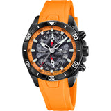 Lotus Reloj Hombre 18945/3 Vortex Caja de Acero Inoxidable 316l Negro Correa de Caucho Naranja