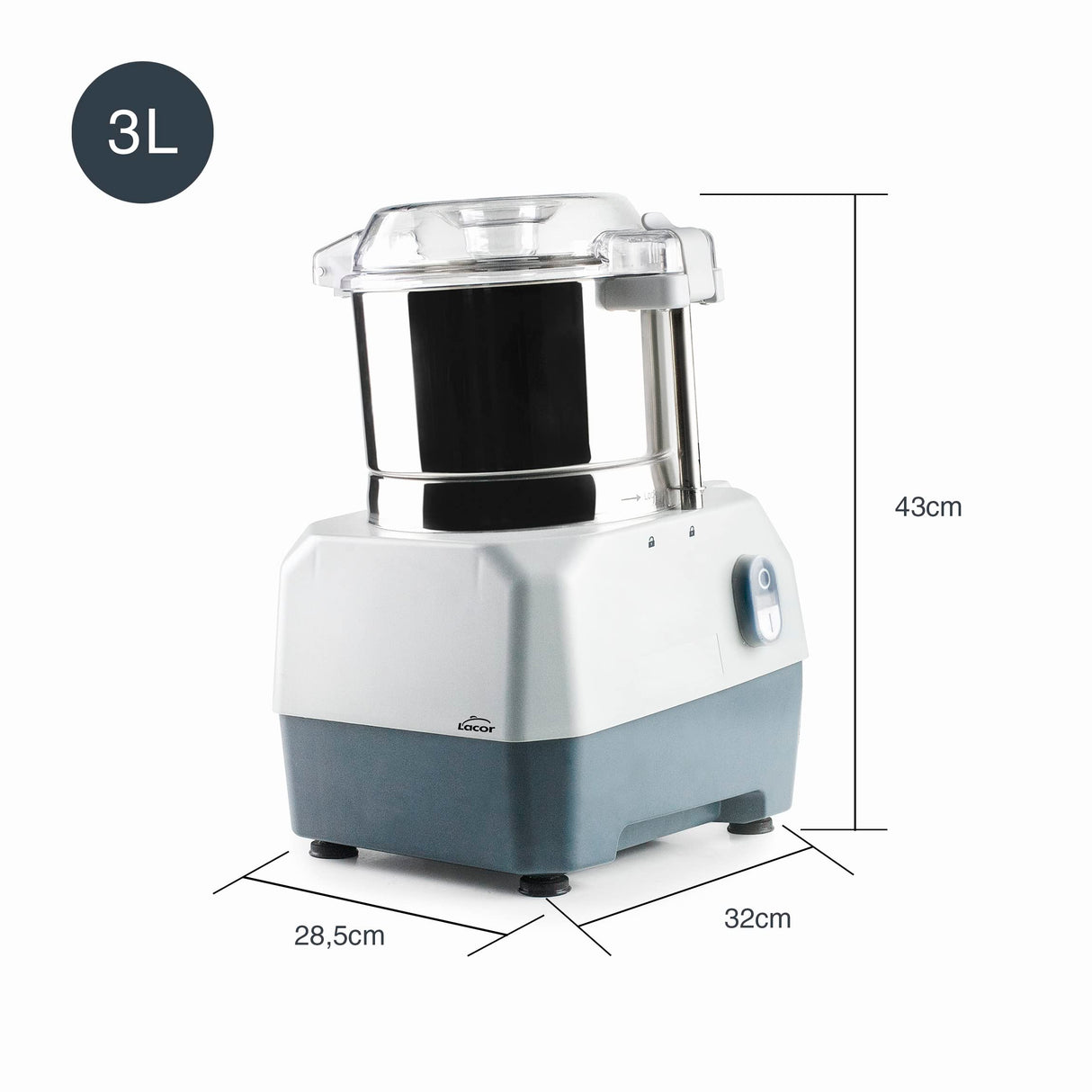 Lacor - 69490 - Picadora Profesional Quick, Picay Tritura Todo Tipo de Alimentos, 100% Seguro, Acero inoxidable, Piezas Extraíbles, Fácil Limpieza, 100% Seguro, Potencia 735 W, Capacidad 3 L