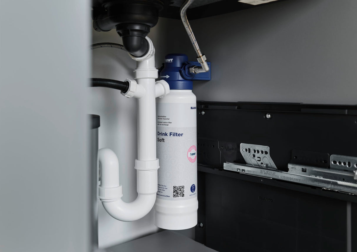 BLANCO drink.hot EVOL Mono Satin Gold | Sistema de agua caliente | Agua caliente hirviendo refinada | Ajuste de cantidad Click & Touch | Caño aislado separado | Grifería