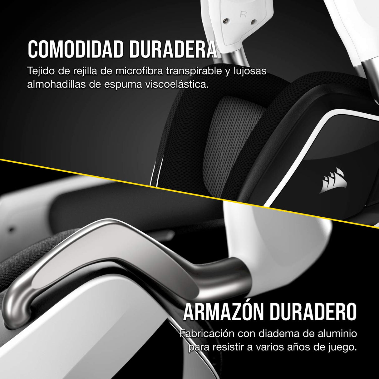 Corsair VOID RGB ELITE Auriculares Inalámbricos para Juegos - Sonido Envolvente 7.1 - Micrófono Omnidireccional - Almohadillas de Malla de Microfibra - Compatible iCUE - PC, Mac, PS5, PS4 - Blanco