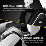 Corsair VOID RGB ELITE Auriculares Inalámbricos para Juegos - Sonido Envolvente 7.1 - Micrófono Omnidireccional - Almohadillas de Malla de Microfibra - Compatible iCUE - PC, Mac, PS5, PS4 - Blanco