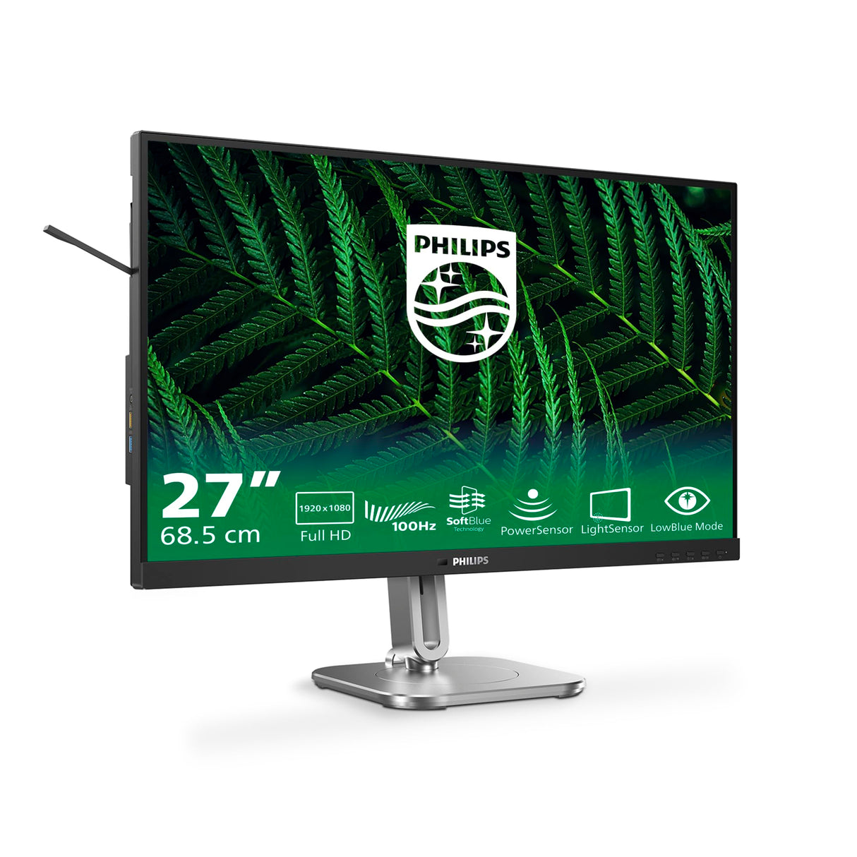 Philips 27B2G5200 Monitor 27" FHD, WLED, 100Hz, IPS, 4 ms GtG, Adaptive Sync., TUV EyeSafe, Altavoces, Altura Ajustable (1920x1080, D-Sub, 1x HDMI 1.4, 1x DP 1.2) Gris Oscuro