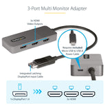 StarTech.com Hub MST de 3 Puertos - Multiplicador Divisor DisplayPort a 3 Puertos HDMI 4K60Hz - Adaptador Gráfico DP 1.4 Multimonitor - Cable de 30cm - Alimentado por USB - Solo Windows (MST14DP123HD)