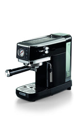 Ariete 1381 - Cafetera con manómetro, compatible con café en polvo y pastillas ESE 1300 W, capacidad 1,1 l, filtro a presión 15 bar, dispositivo capuchino de ½ tazas, color negro