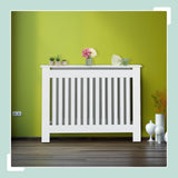 Relaxdays Cubre Radiador, Diseño Rústico, 83 x 152 x 19 cm, para Calefactores Antiguos, Cubreradiador, MDF, Blanco, 100% Tablero de Fibras, XL