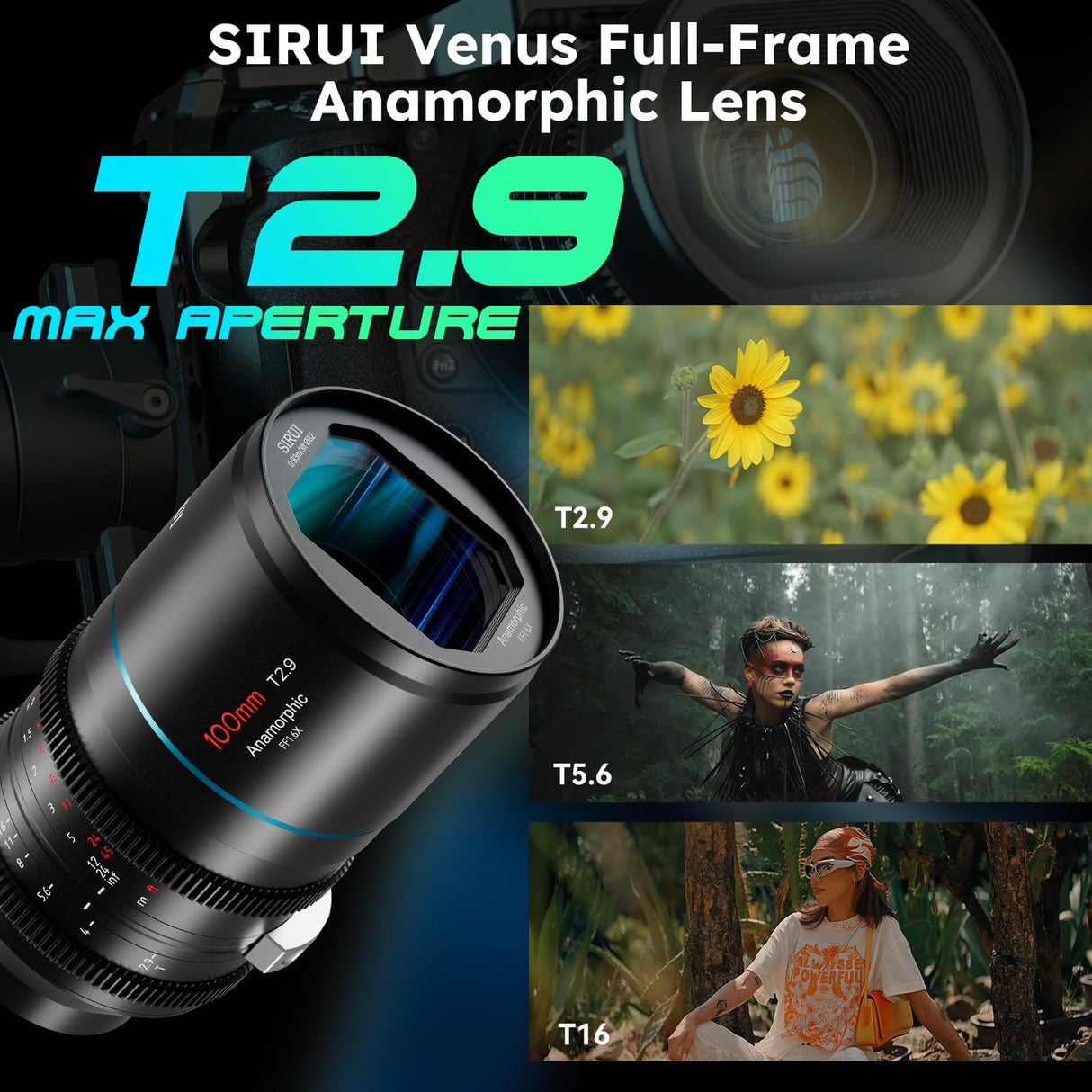 SIRUI 100mm T2.9 1.6X Full-Frame Anamorphic Lens Cinema Lens (E Mount)