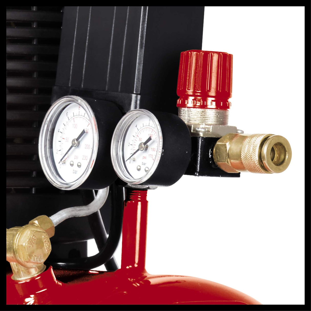 Einhell Compresor con cable - TE-AC 230/24/8. 1500 W, máx. 8 bar, depósito: 24 l, lubricación: aceite, antivibración, válvula de retención, tornillo de vaciado, 2 manómetros