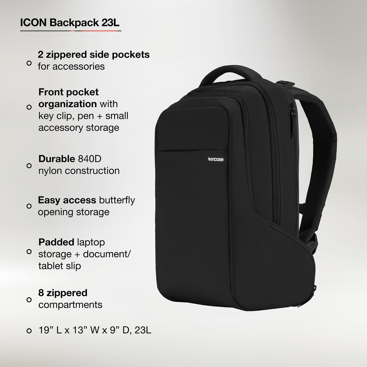 Incase, ICON Backpack Unisex adulto, Negro, Talla única