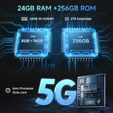 FOSSiBOT F109 5G Móvil Robusto,10600mAh, Teléfono móviles Resistente,Android 14, Pantalla Doble 6,745" FHD+, 20GB RAM + 256 GB ROM/2TB TF Card,IP68/69K, Dual 5G,NFC,OTG,GPS