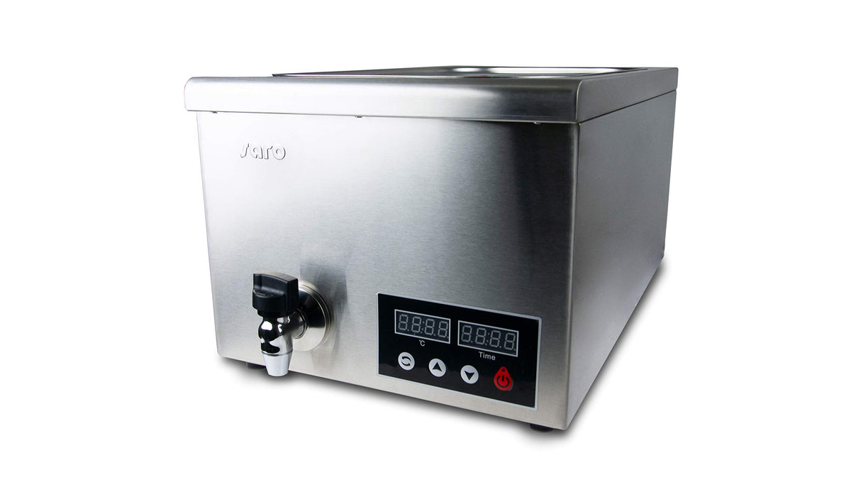 SARO SALERNO Recipiente de cocción al vacío, 11-22 l, para GN 1/1, bomba de circulación y grifo de drenaje, pantalla digital, temperatura 45-95 °C, acero inoxidable, 0,7 kW
