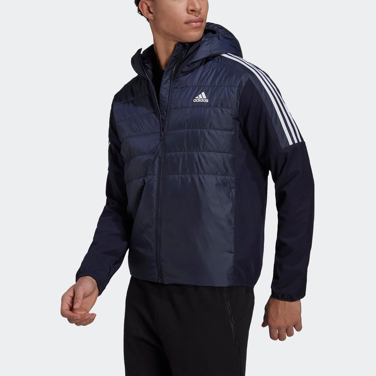 adidas Men's Essentials Insulated Hooded Hybrid Jacket (Midweight)