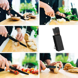Fiskars Bloque de cuchillos con 5 cuchillos, Ancho: 15,5 cm, Alto: 37 cm, Madera de abedul, Negro, Edge, 1003099