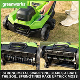 Greenworks Cortacésped de Batería Escarificador Rastrillo a Motor sin Escobillas 3100 RPM, Ancho 38cm, 5 Profundidades, Caja Recolección 45 L SIN Batería 40V y Cargador, Garantía 3 Años GD40SC38II