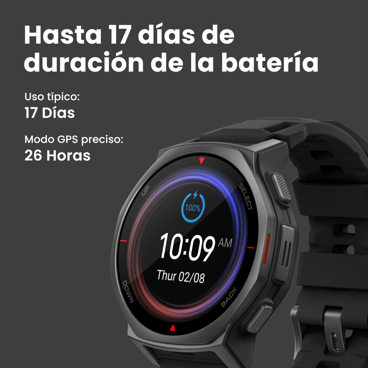 Amazfit T-Rex 3 Pro Reloj Inteligente Outdoor 44mm – Pantalla AMOLED Zafiro, Linterna, Bisel de Titanio, GPS Doble Banda, Mapas Offline, 17 Días Batería, 180+ Modos Deportivos, para Android iPhone