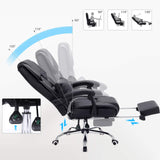 SONGMICS Racing Silla de Escritorio computadora Oficina Ergonómica con reposapiés Plegable PU Metal Cromado Negro 150 kg OBG71B