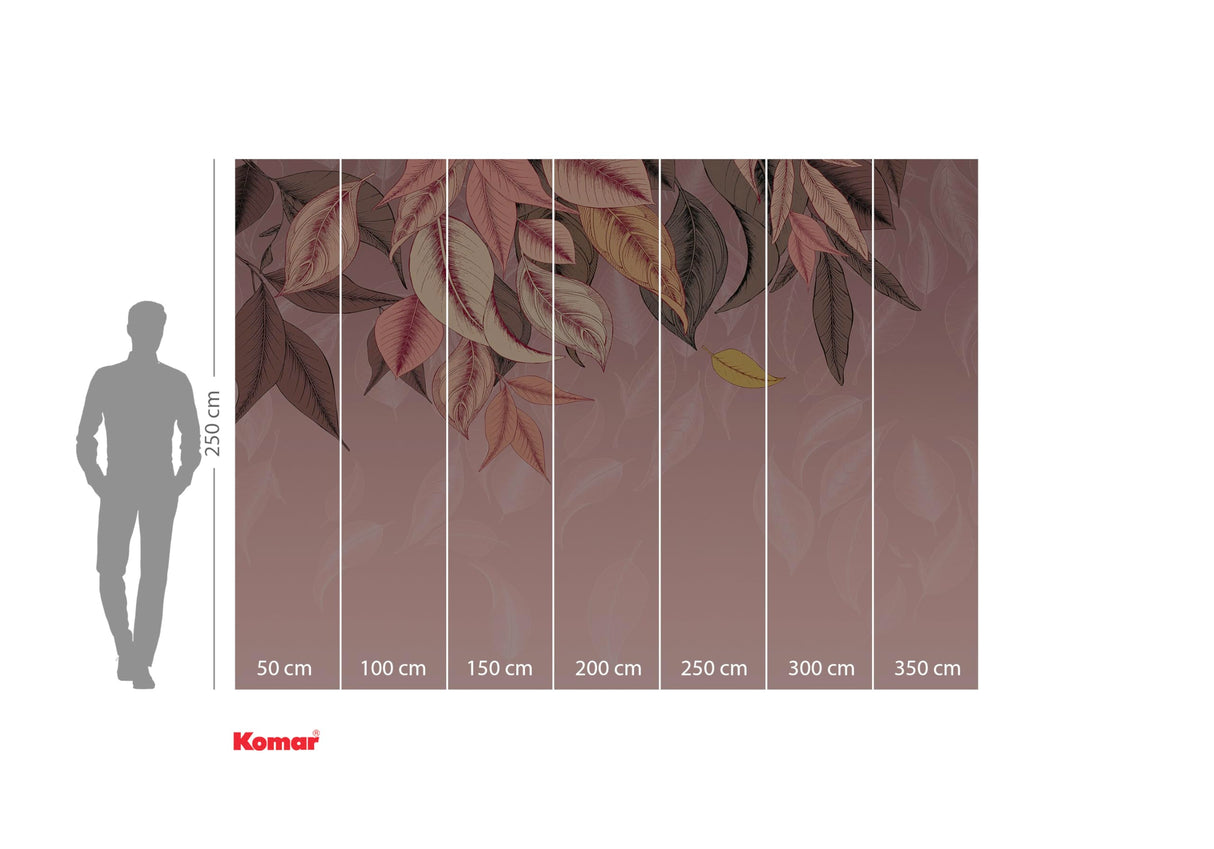 Komar Papel pintado fotográfico no tejido, hojas caídas, tamaño 350 x 250 cm, decoración de pared, salón, dormitorio, oficina