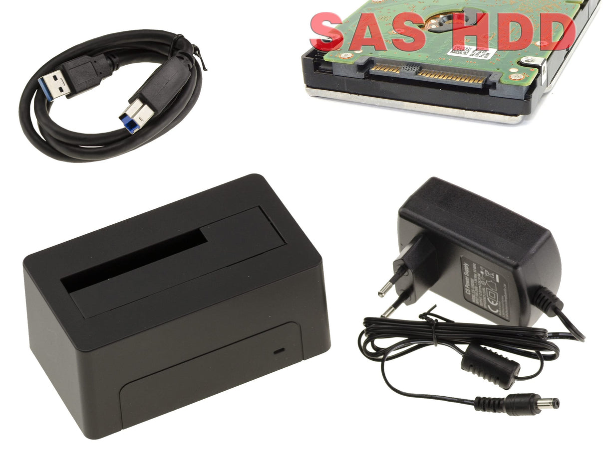 KALEA-INFORMATIQUE Docking Station para Disco SAS USB3.0 5G Link, Fuente de alimentación 12V 2A. Soporta 18TB - USB Serial Attached SCSI SAS HDD Dock