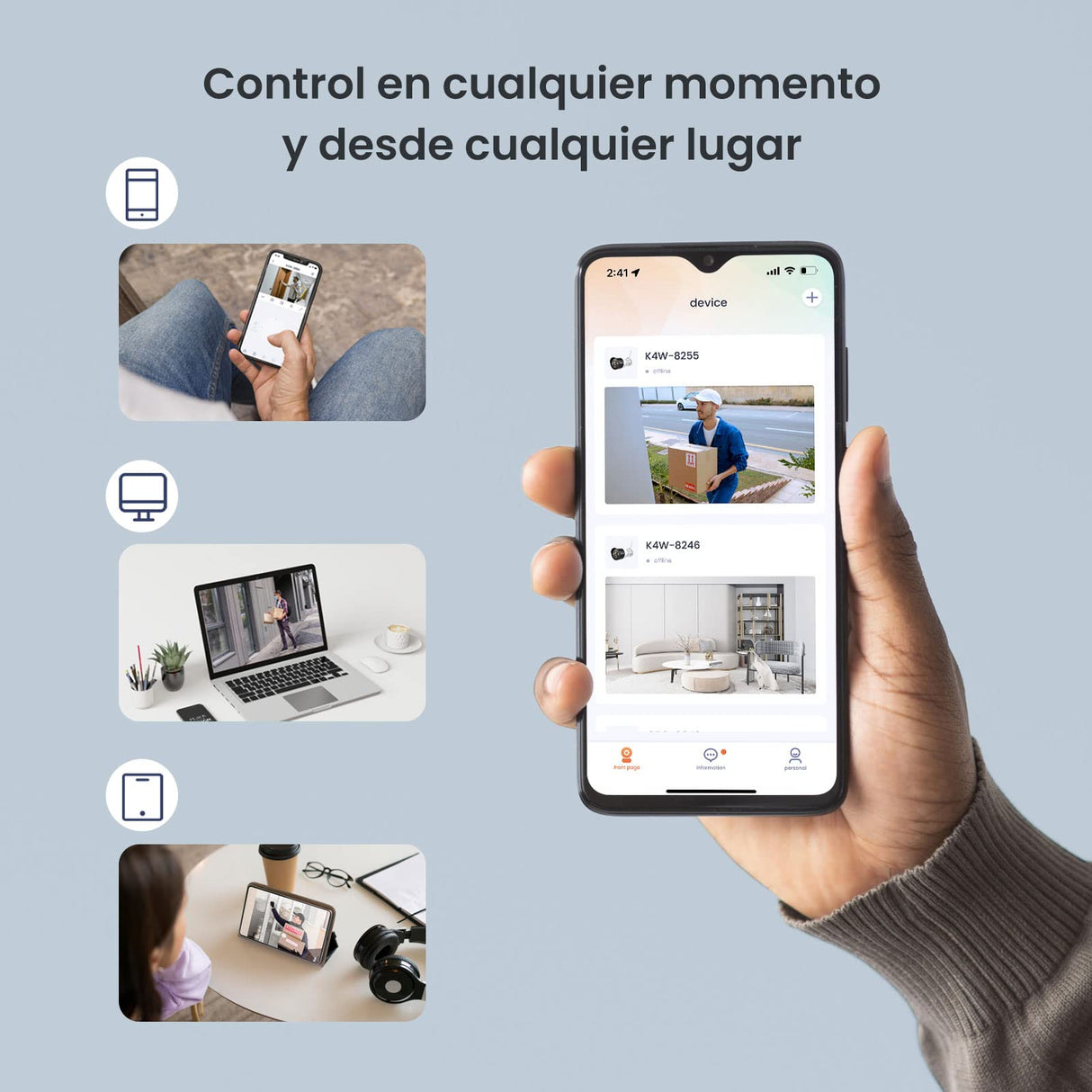 Tenda 2K Kit de Camara Vigilancia WiFi Exterior/Interior sin Cables - 8X 3MP Cámara Seguridad IP de Visión Nocturna en Color con Grabador 8CH 1TB HDD NVR CCTV, Audio Bidireccional, K8W-3TC-1T