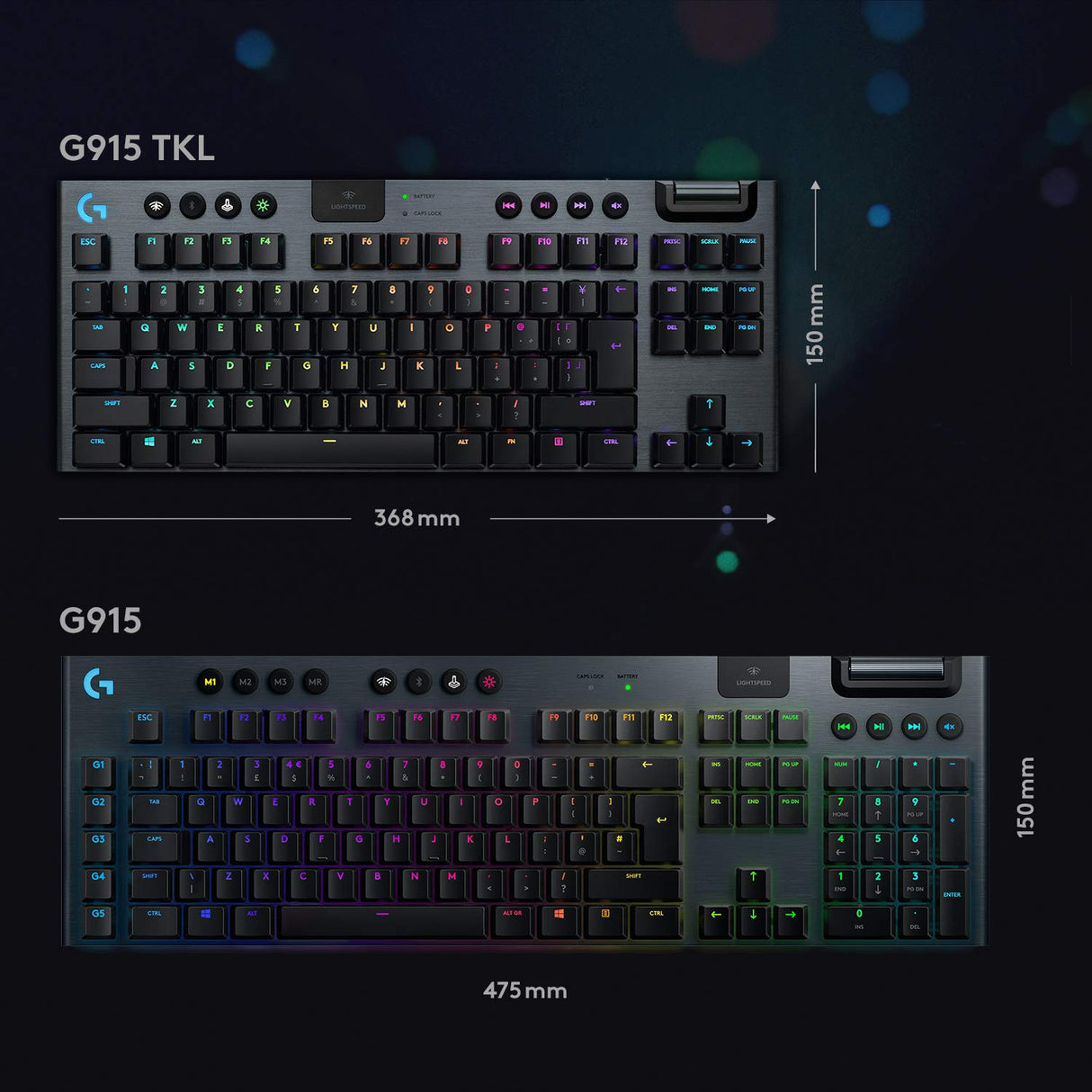 Logitech G G915 TKL - Teclado RF inalámbrico + Bluetooth QWERTZ, Color Negro