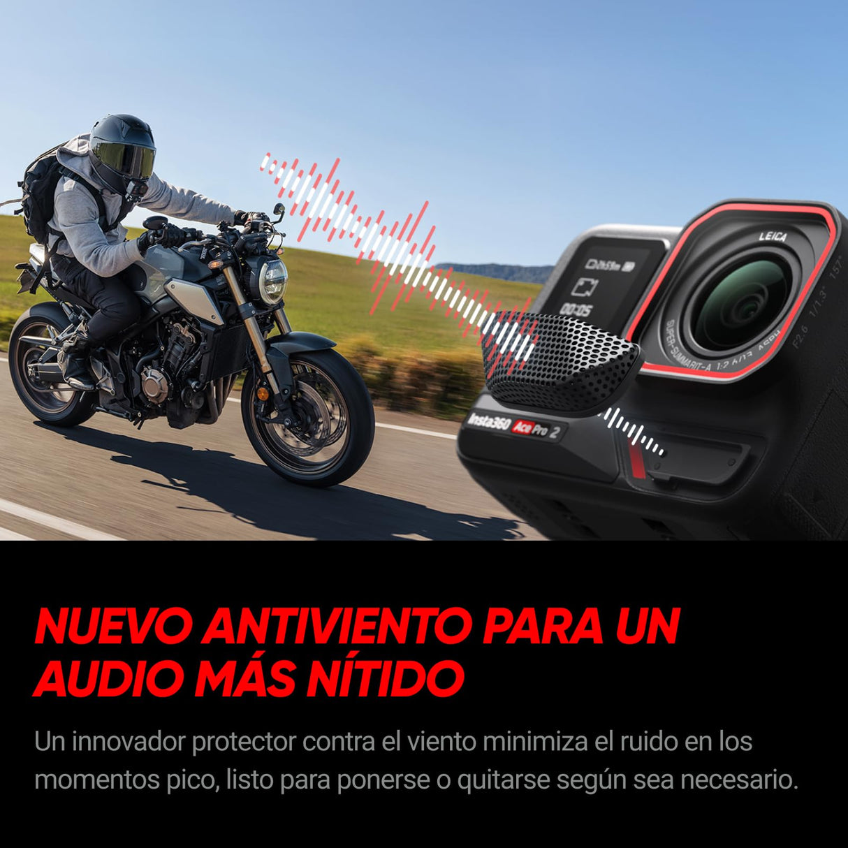Insta360 Ace Pro 2 Paquete Estándar - Cámara de acción 8K Impermeable co-diseñada con Leica, Sensor de 1/1,3", Dual Chip IA, excelente en Baja luz, Audio Superior, Pantalla abatible y edición por IA