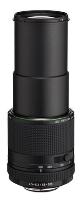 Pentax HD DA 55-300 mm F4.5 - 6.3 ED PLM WR RE Teleobjetivo Zoom Compacto AF Rápido y Silencioso Resistente al Agua Distancia de Enfoque Mínima de 0.95 metros Diseño Compacto y Ligero, Negro