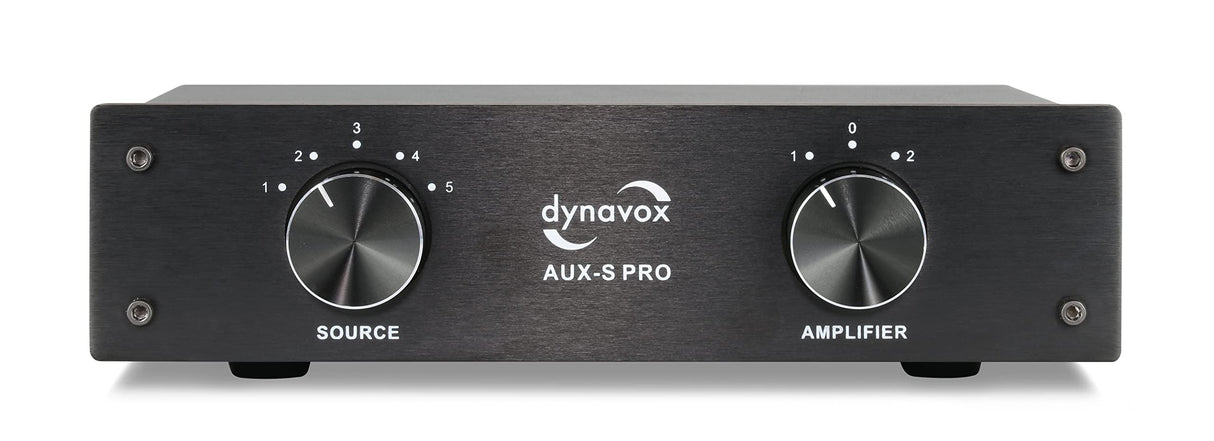 Dynavox AUX-S Pro - Conmutador de extensión de Entrada con 5 entradas RCA para Dos amplificadores estéreo y Envolvente, Color Negro