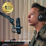 SteelSeries Alias/Alias Pro brazo de soporte — para gaming, streaming y podcast — rotación de 360° — pinza para escritorios — con diseño de tijeras plegables — adaptadores de 3/8" y 5/8"