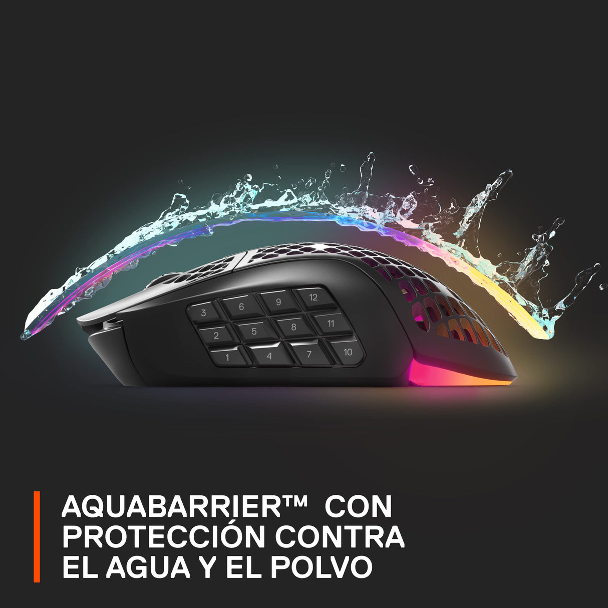 SteelSeries Aerox 9 Wireless - Ratón gaming RGB - Ultraligero resiste al agua - 18 botones - Bluetooth/2,4 GHz - Sensor TrueMove Air 18K DPI