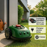 ONLI – Robot cortacésped cámara ON1008V – Altura de Corte 2 a 6 cm, Ancho de Corte 16 cm, función sin Recogida de Hierba, Pendiente 30%