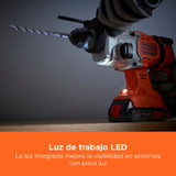 BLACK+DECKER Taladro percutor SDS-Plus a batería 18V, baterías de iones de litio 2,5Ah, potente energía de impacto 1,2J, caja del kit, BCD900E2K-QW