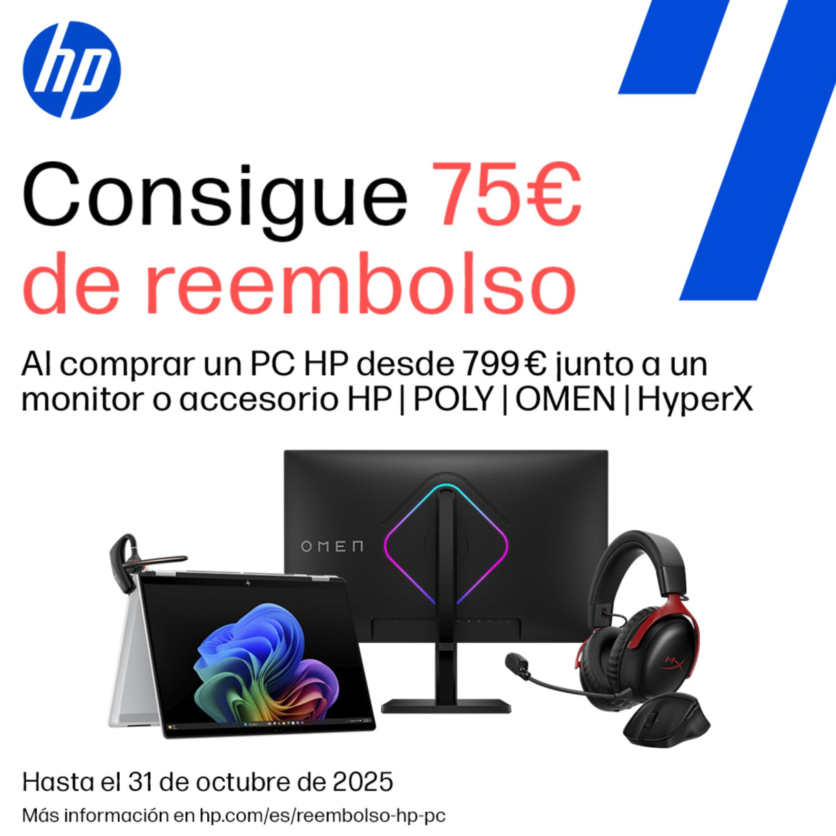 HP Ordenador sobremesa Gaming OMEN 16L (Procesador Intel Core Ultra 5 225F, 32GB RAM, 1TB SSD, Nvidia GeForce RTX 5060 8GB, Freedos) Blanco