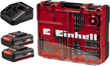 Taladro percutor con batería TE-CD 18/2 Li-i +64 PXC de Einhell (18 V, 44 Nm, engranaje de 2 veloc., incl. 2 baterías 2,0 Ah, cargador rápido, maletín y set de acces. de 64 piezas)