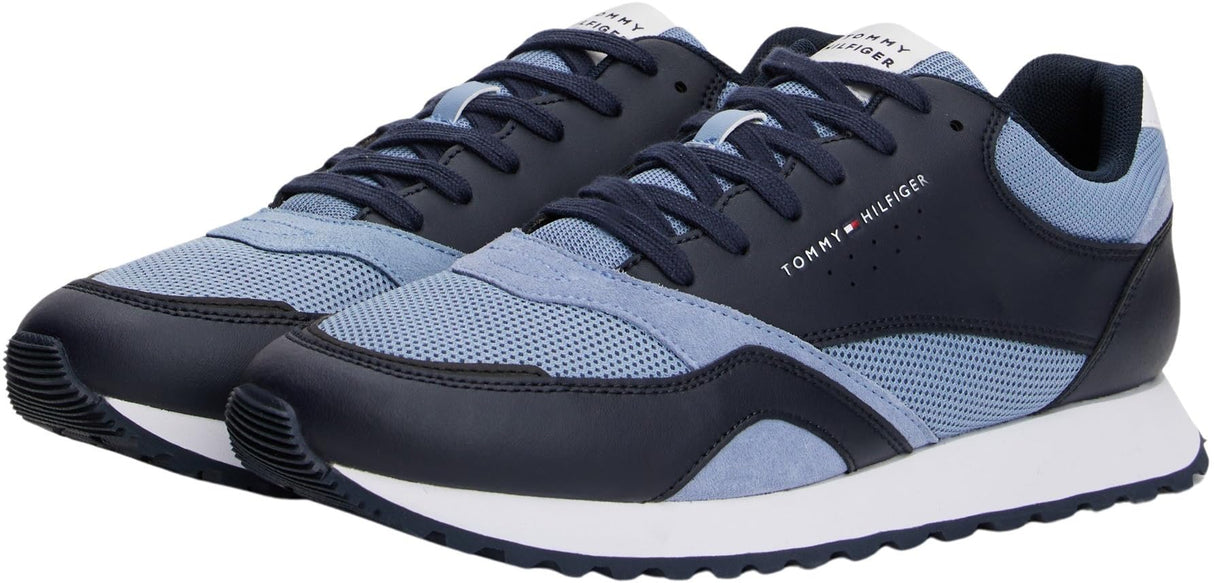 Tommy Hilfiger Runner Sneaker Hombre New Eva Mix de Piel, Azul (Brisk Blue), 43