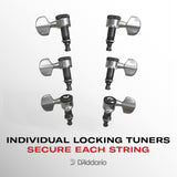 Afinadores D'Addario Auto-Trim con bloqueo para cuerdas de guitarra, clavijas de afinación para ajuste 6 en línea, negro