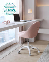 SONGMICS Silla de Oficina en Casa, Silla Giratoria de Algodón y Lino, Silla de Escritorio, Acolchada con Espuma, Altura Ajustable, para Estudio, Dormitorio, Rosa Jalea OBG020P01