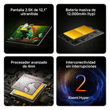 XIAOMI Redmi Pad 2 Pro + Teclado - Tablet de 12.1" 2.5K (Snapdragon 7s Gen 4, 6GB de RAM, 128GB de ROM, WiFi 6 + Bluetooth 5.3, Batería de 12000 mAh, Cargador no Incluido), Gris (Versión ES)