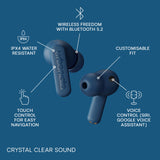 Urbanista Atlanta Auriculares Inalámbricos con Cancelación Activa de Ruido Híbrida, Auriculares Resistentes a Salpicaduras, Multipunto Bluetooth, Estuche de Carga Inalámbrica, Azul Acero