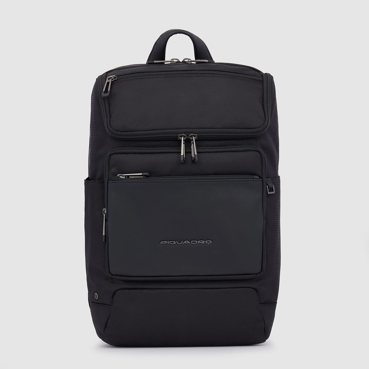 Piquadro Macbeth, Mochila mediana de piel y tejido para PC de 14 pulgadas, Negro