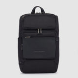 Piquadro Macbeth, Mochila mediana de piel y tejido para PC de 14 pulgadas, Negro