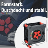 Brennenstuhl Carrete de cable profesional KA 5100 5 IP44 (cable H07RN-F 3G1,5 de 50 m en negro, 5 tomas de seguridad, uso en obra y exterior permanente, fabricado en Alemania)