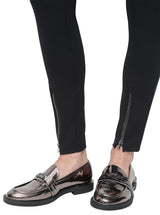 DKNY Pull On Ponte Pant W/Zipper Detail Pantalones, Negro, L Mujeres