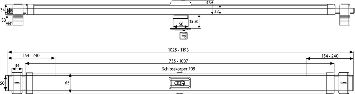 Abus 49095 - Barra antirrobo para puerta
