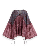 Scotch & Soda Printed Fil Coupe Top Camiseta, Blue Mountain Paisley Mix, 44 Mujeres
