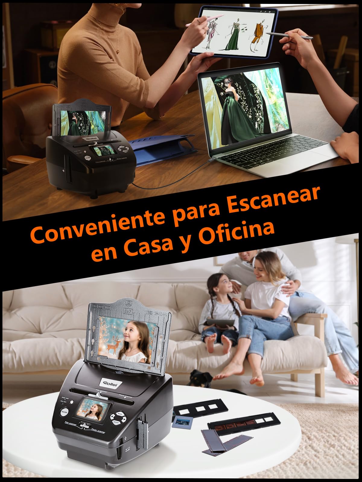 Rollei PDF S 240 SE Escáner Fotos, Convertidor de Diapositivas y Negativos Fotográficos 35mm 135/Fotos Antiguas (3R/4R/5R)/Tarjeta de Visita a Digital de Ordenador en Casa y Oficina