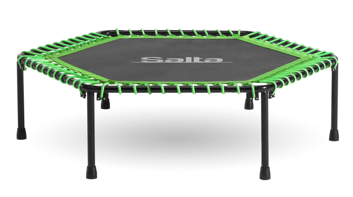 Salta Fitness – 128 cm de diámetro – Cama elástica Interior – Mango Ajustable en 5 Alturas – Suspensión elástica/Bungees, construcción sólida – Hexagonal – Capacidad de Carga 110 kg – Verde
