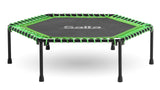 Salta Fitness – 128 cm de diámetro – Cama elástica Interior – Mango Ajustable en 5 Alturas – Suspensión elástica/Bungees, construcción sólida – Hexagonal – Capacidad de Carga 110 kg – Verde